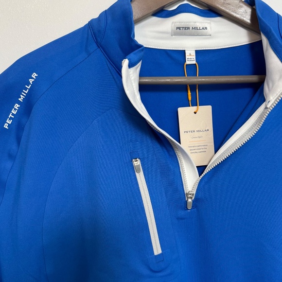 NWT PETER MILLAR Verge Performance Quarter-zip Blue Men's Size L Golf Sport - Picture 5 of 10